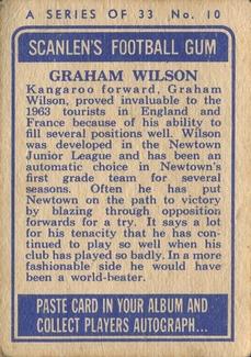 1964 Scanlens NRL #10 Graham Wilson Back